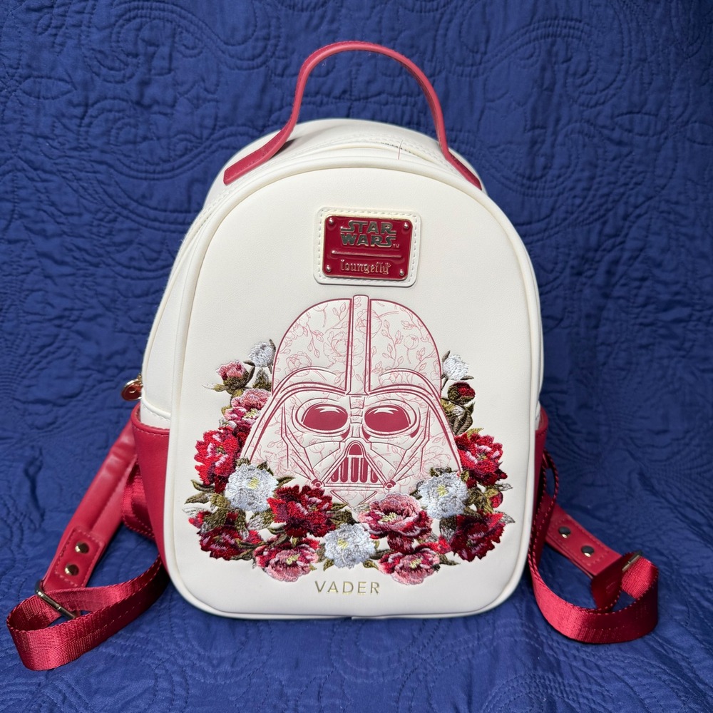 Loungefly Star Wars Darth Vader Floral Embroidered Mini Backpack Cream Red